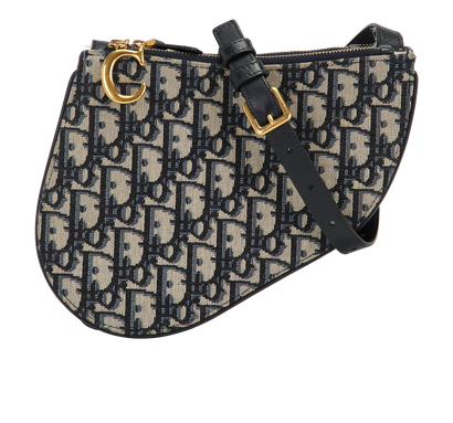 Saddle Trio Pouch, &pound;795, Handbags, Blue/Grey, Canvas/Leather, Front view